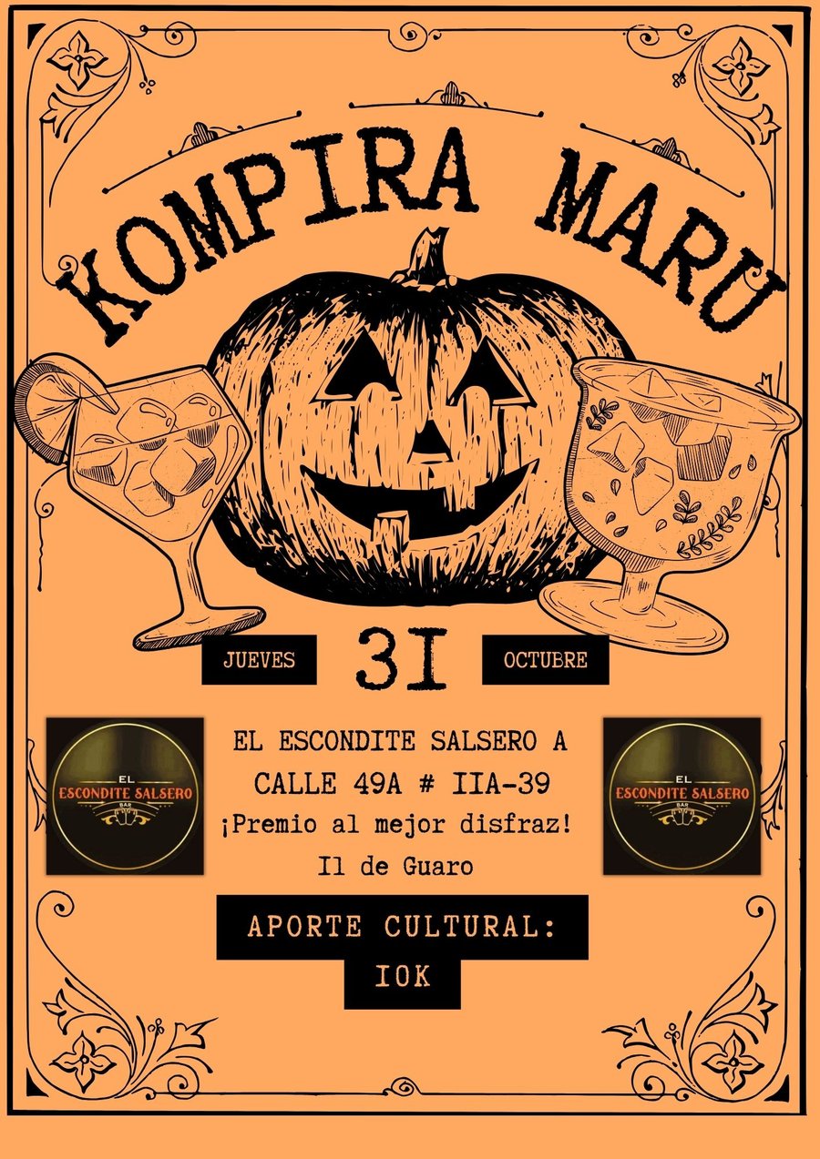 Cartel de la noche de Halloween en El Escondite Salsero